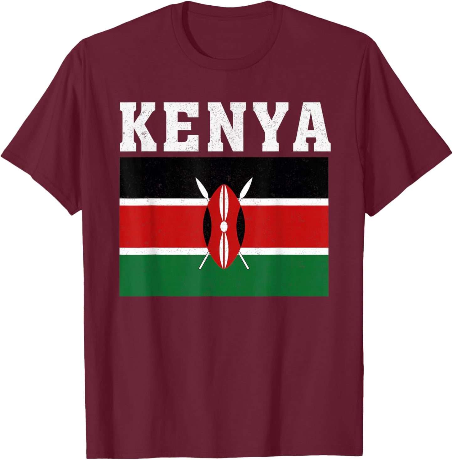 Kenya Flag Patriotic National Roots Souvenir T-Shirt - T-Shirt | Maroon