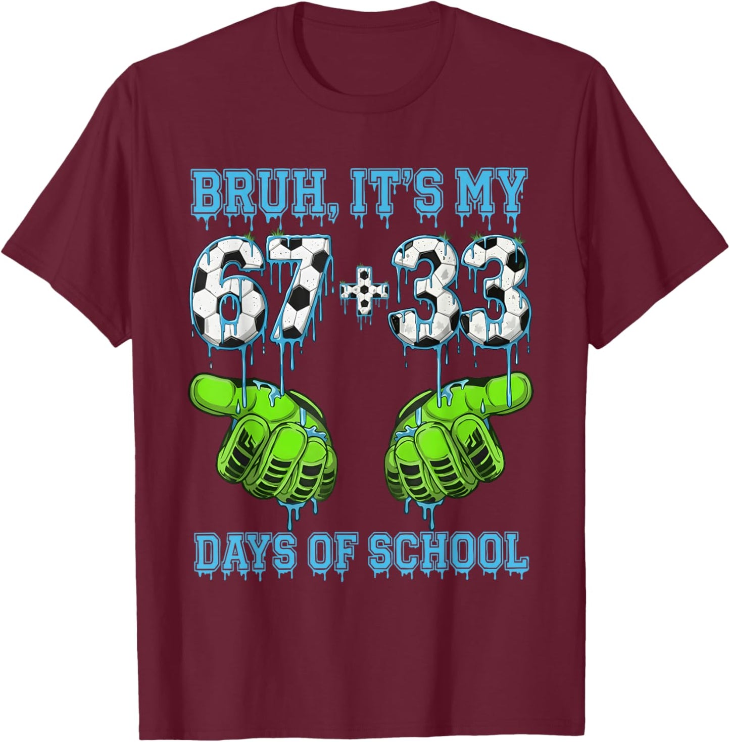Bruh It's My 67 33 Days of School Boys 100th Day of School T-Shirt - T-Shirt | Maroon