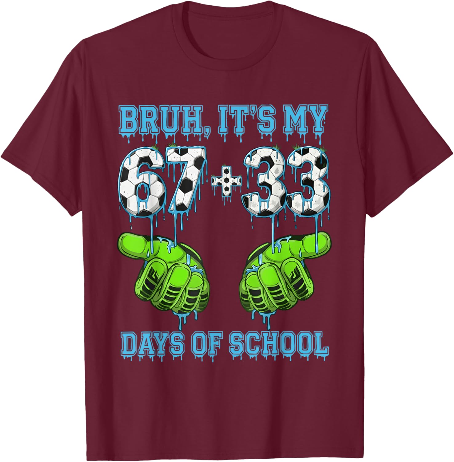 Bruh It's My 67 33 Days of School Boys 100th Day of School T-Shirt - T-Shirt | Maroon