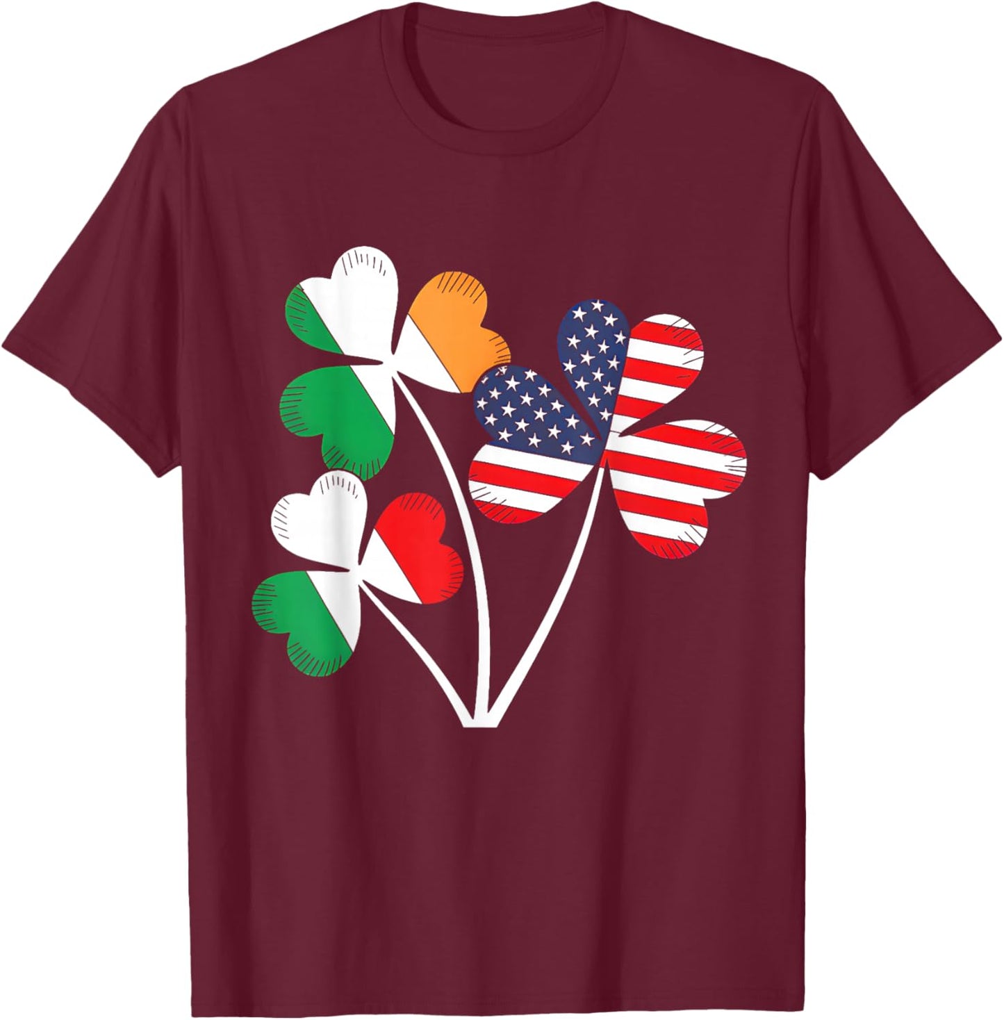 Irish Italian American Flag Ireland Italy St Patrick's Day T-Shirt - T-Shirt | Maroon
