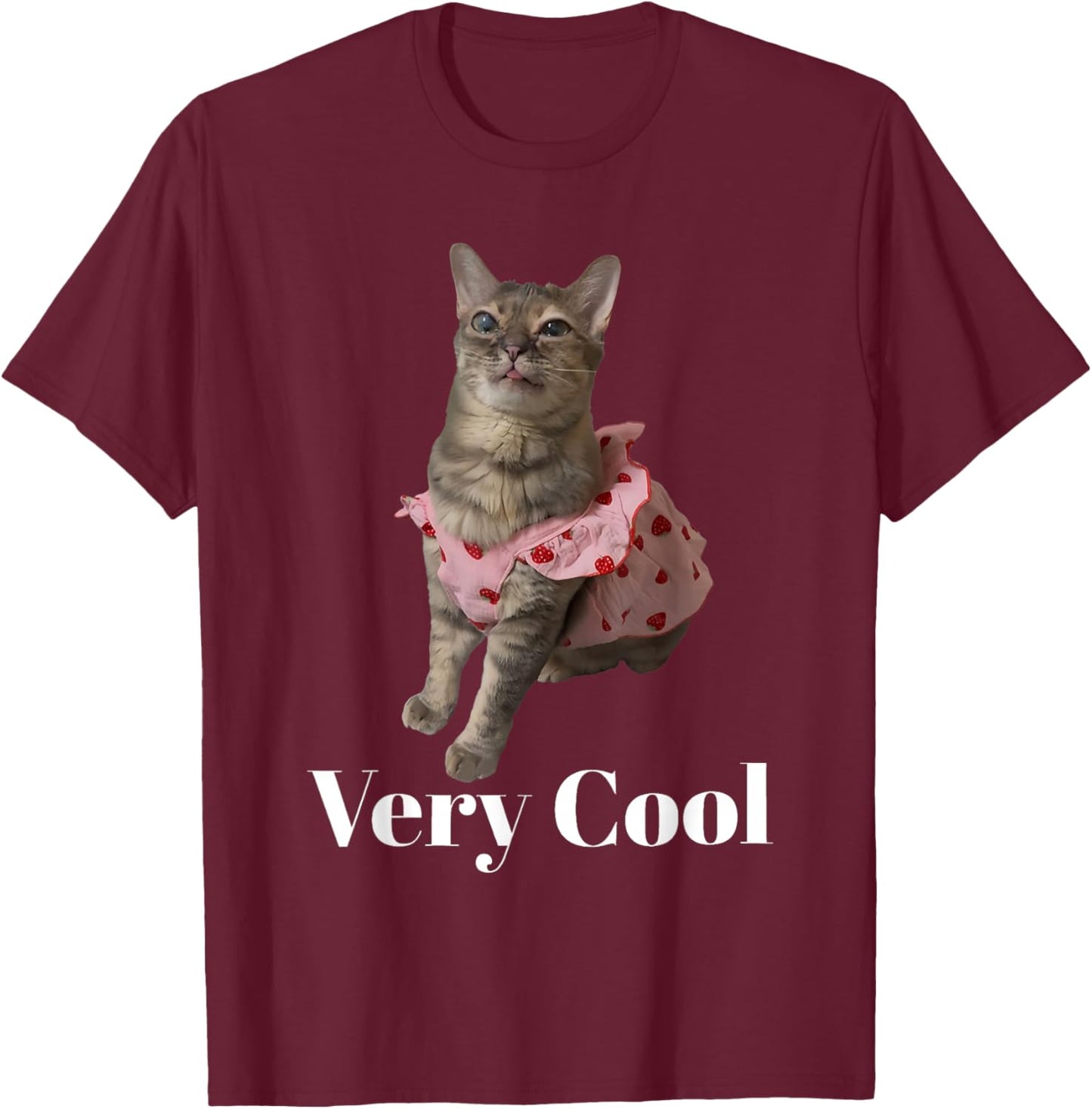 Gumbus Very Cool Strawberry Funny Brainrot Cat Dank Meme T-Shirt - T-Shirt | Maroon