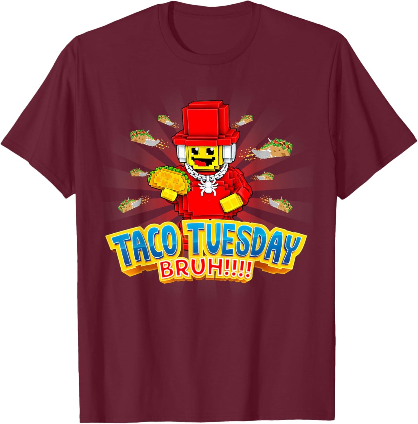 Taco Tuesday Bruh Funny Sammyni Fattini Brainrots T-Shirt - T-Shirt | Maroon