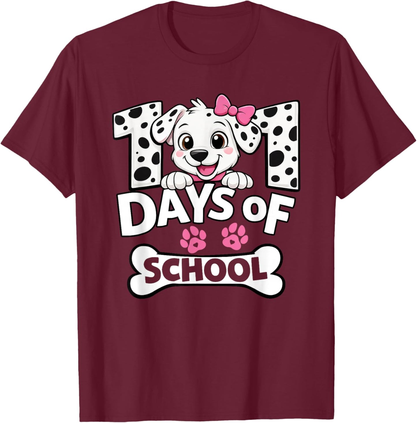 Funny 101 Days of School Dog for Girls Kids 100 Day Smarter T-Shirt - T-Shirt | Maroon
