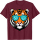 Cool Shirts for Boys Kids, Funny Tiger Sunglasses T-Shirt - T-Shirt | Maroon