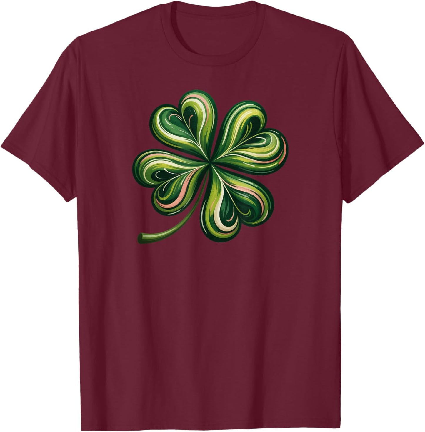Lucky Shamrock Four Leaf Clover St. Patricks Day T-Shirt - T-Shirt | Maroon