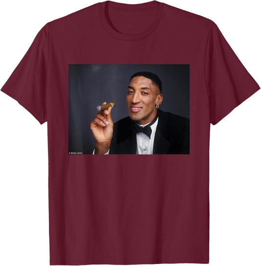 Scottie Pippen NBA Chicago Bulls Basketball Michael Grecco T-Shirt - T-Shirt | Maroon