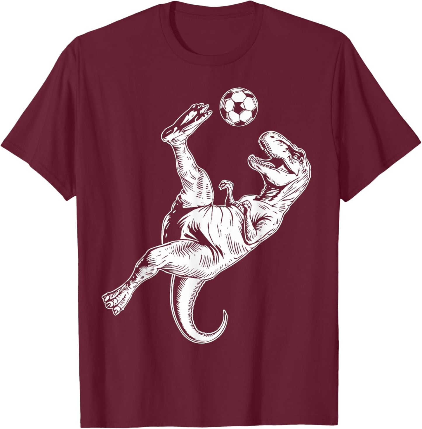 Soccer Dinosaur Kids Boys Men Soccer T-Shirt - T-Shirt | Maroon