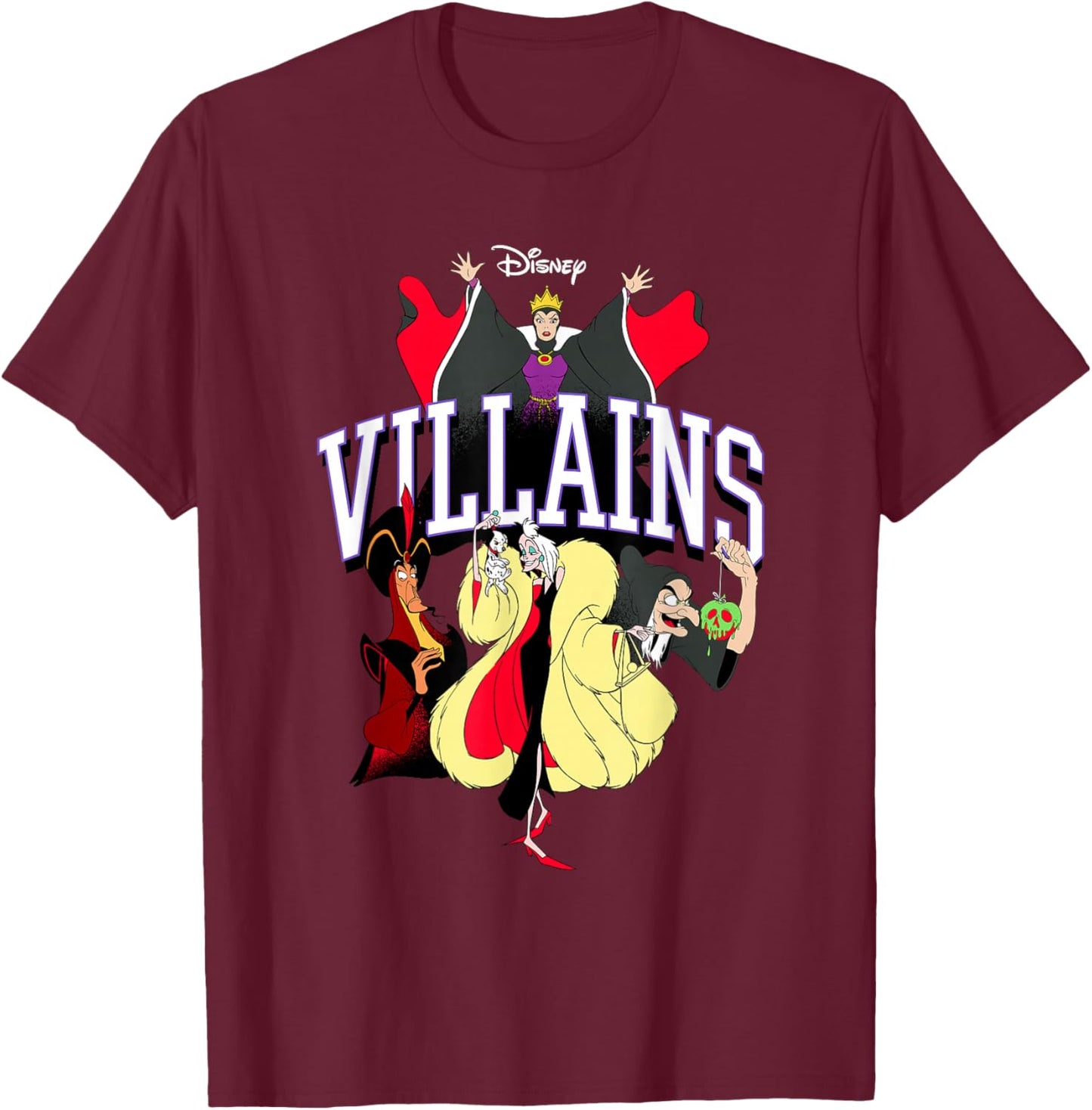 Disney Villains Evil Queen Cruella Jafar Witch Squad T-Shirt - T-Shirt | Maroon