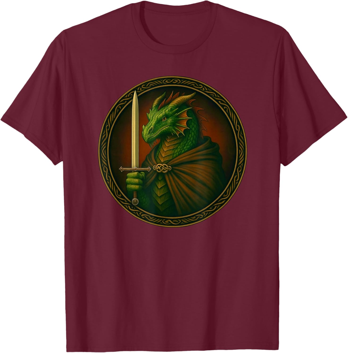 Knight Dragon Vintage Medieval T-Shirt - T-Shirt | Maroon
