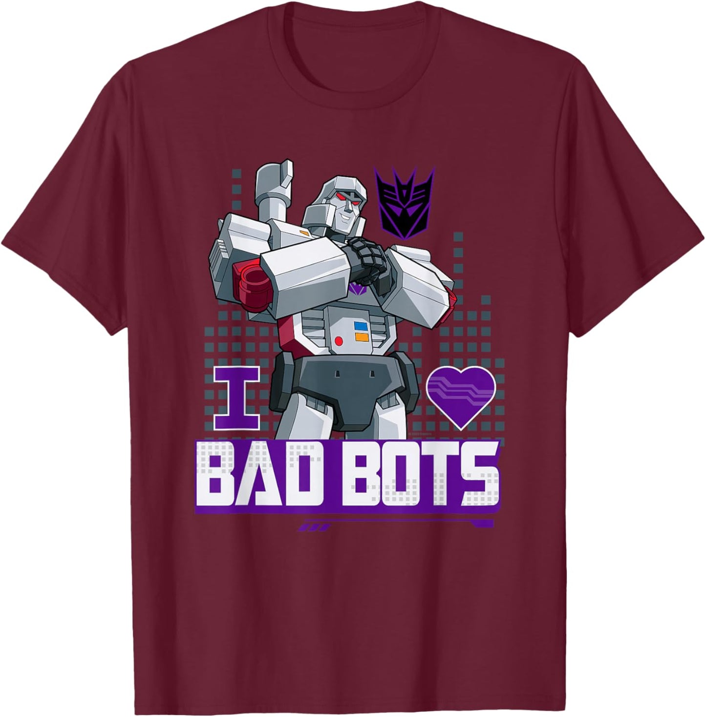 Transformers Valentine's Day Megatron I Love Bad Bots T-Shirt - T-Shirt | Maroon
