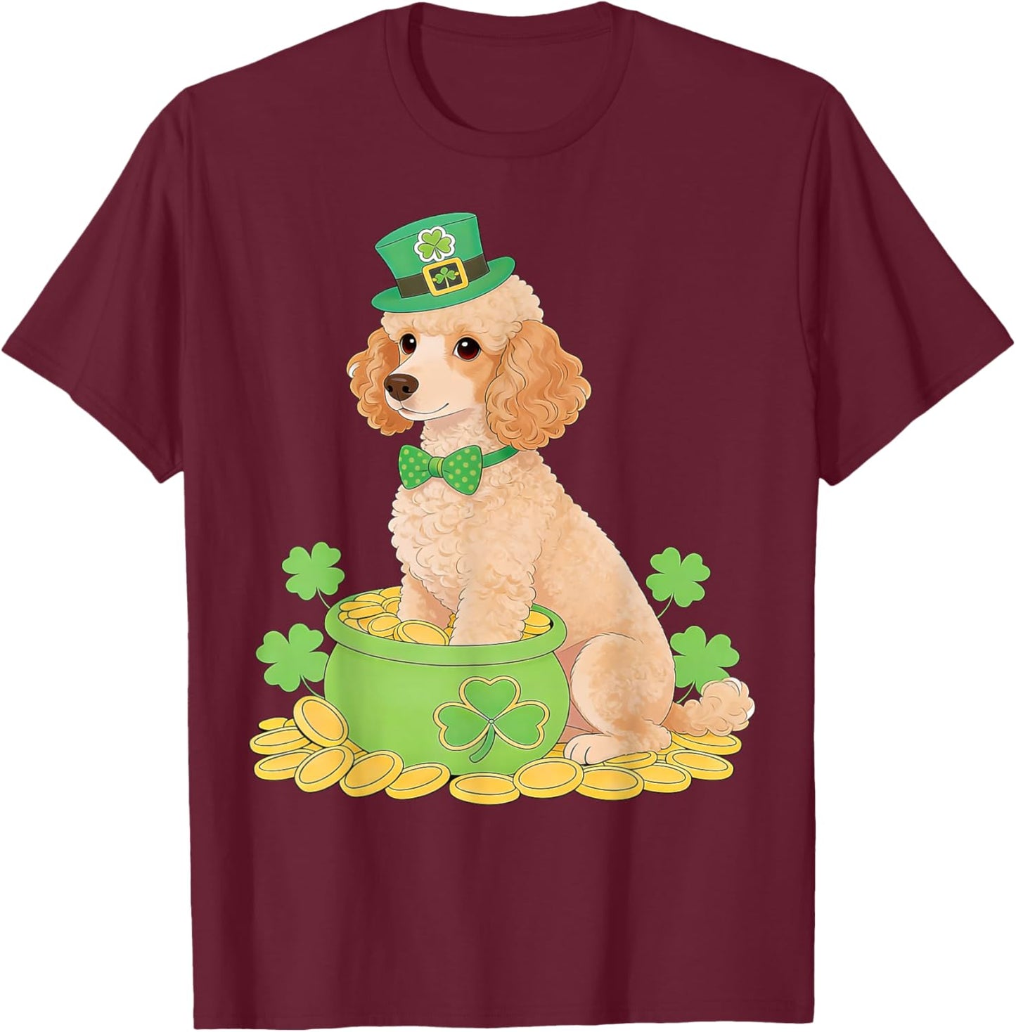 Poodle Dog St. Patrick’s Day Irish Shamrock Leprechaun T-Shirt - T-Shirt | Maroon