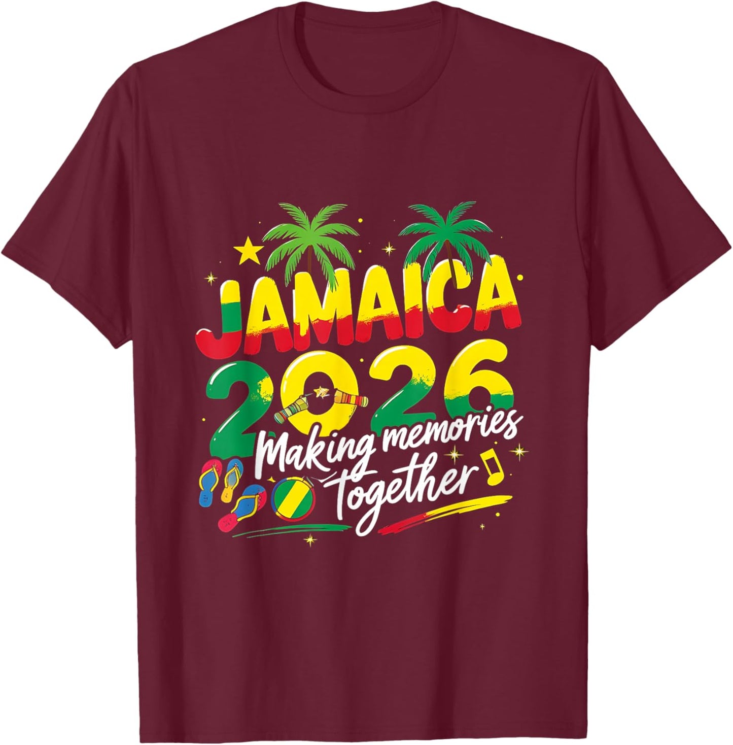 Jamaica 2026 Vacation Trip Travel Beach Cruise Apparel T-Shirt - T-Shirt | Maroon