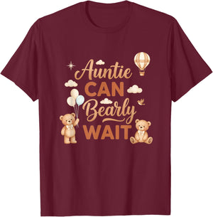 Auntie Can Bearly Wait Cute Bear Family Baby Shower Boy T-Shirt - T-Shirt | Maroon