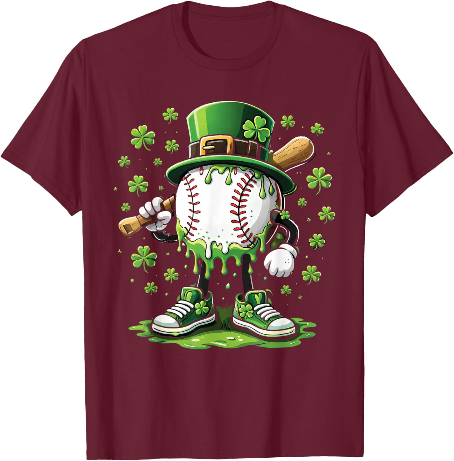 Baseball Drip Icecream Apparel Youth Boys Kid St Patrick Day T-Shirt - T-Shirt | Maroon