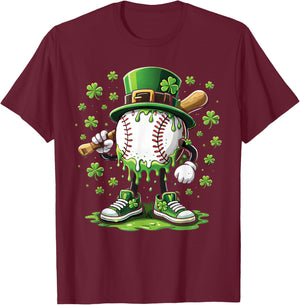 Baseball Drip Icecream Apparel Youth Boys Kid St Patrick Day T-Shirt - T-Shirt | Maroon