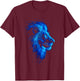 Animal Graphic Majestic Blue Artistic Lion Lover T-Shirt - T-Shirt | Maroon
