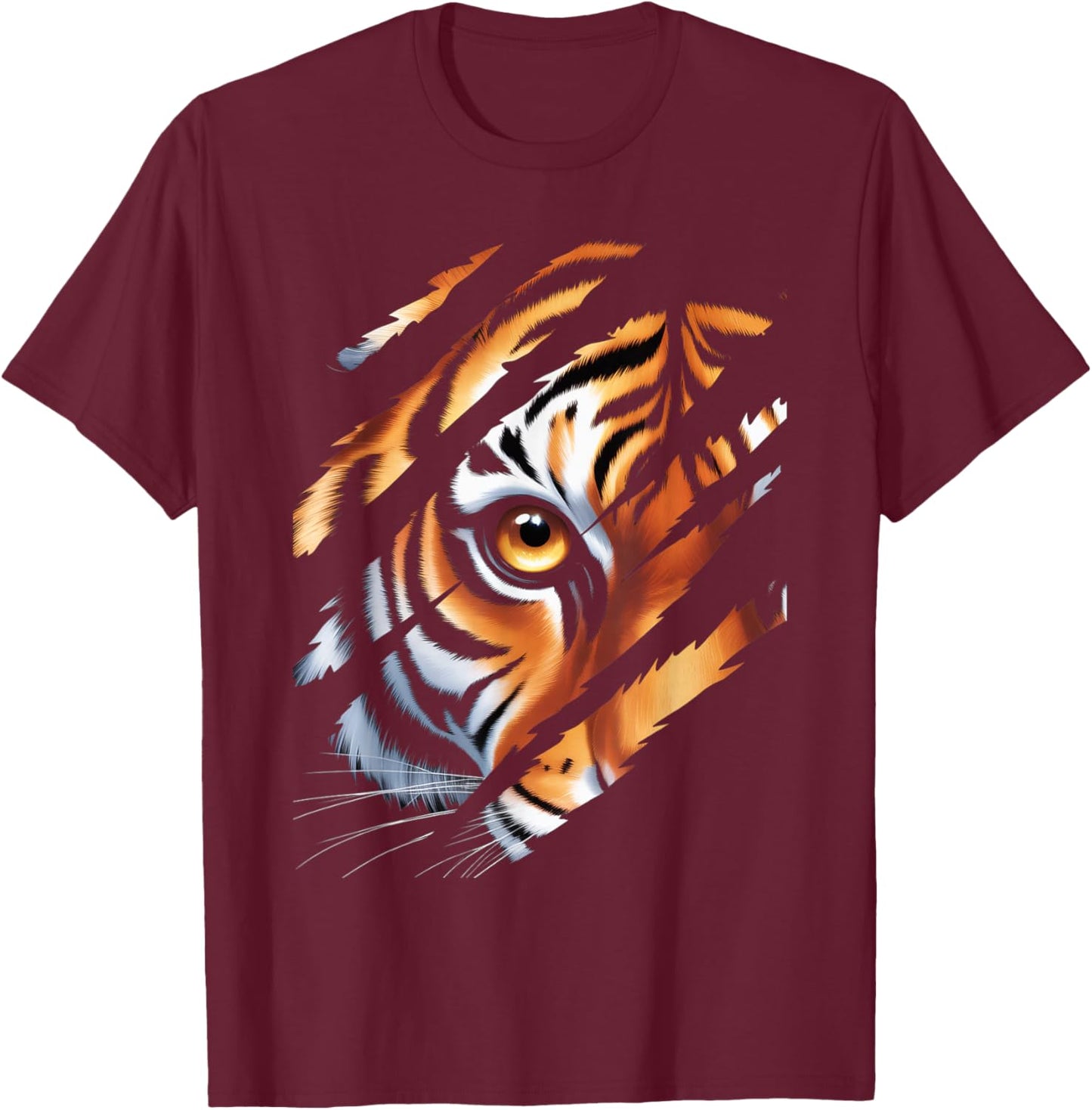 Tiger Eye Safari Zoo Wildlife Animal Lover Costume Kids Boys T-Shirt - T-Shirt | Maroon