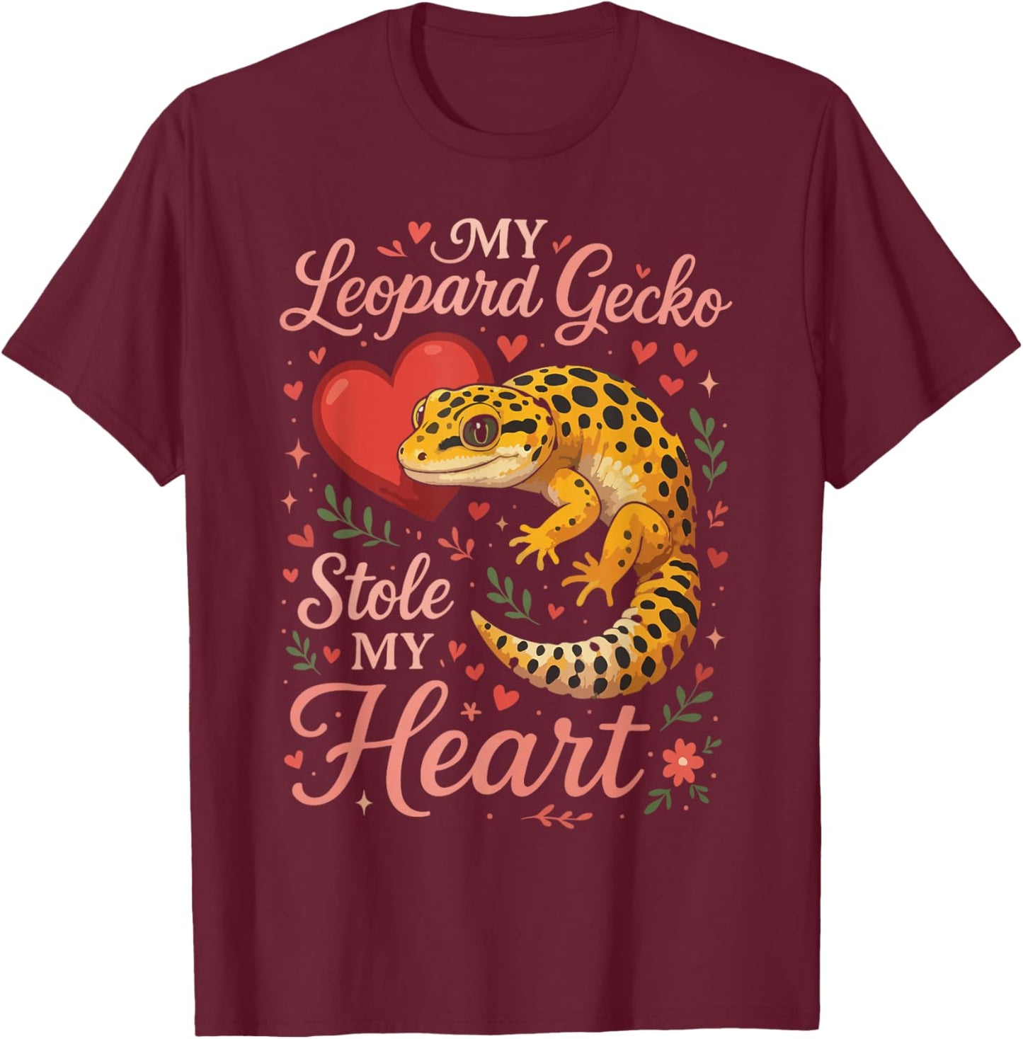 Leopard Gecko Valentines Day My Leopard Gecko Stole My Heart T-Shirt - T-Shirt | Maroon