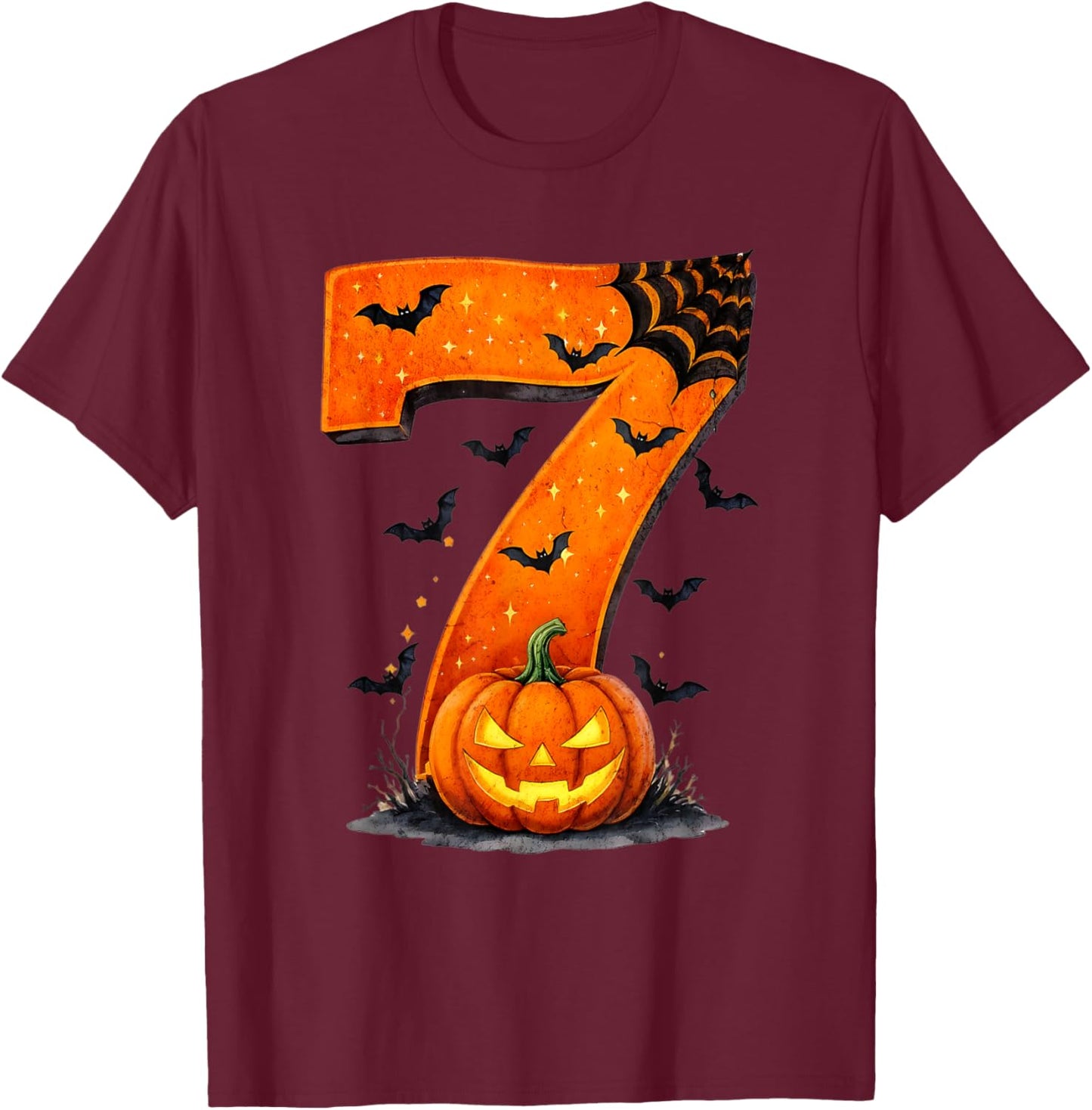 Fun Six Seven 6 7 Meme Design Couples Halloween T-Shirt - T-Shirt | Maroon