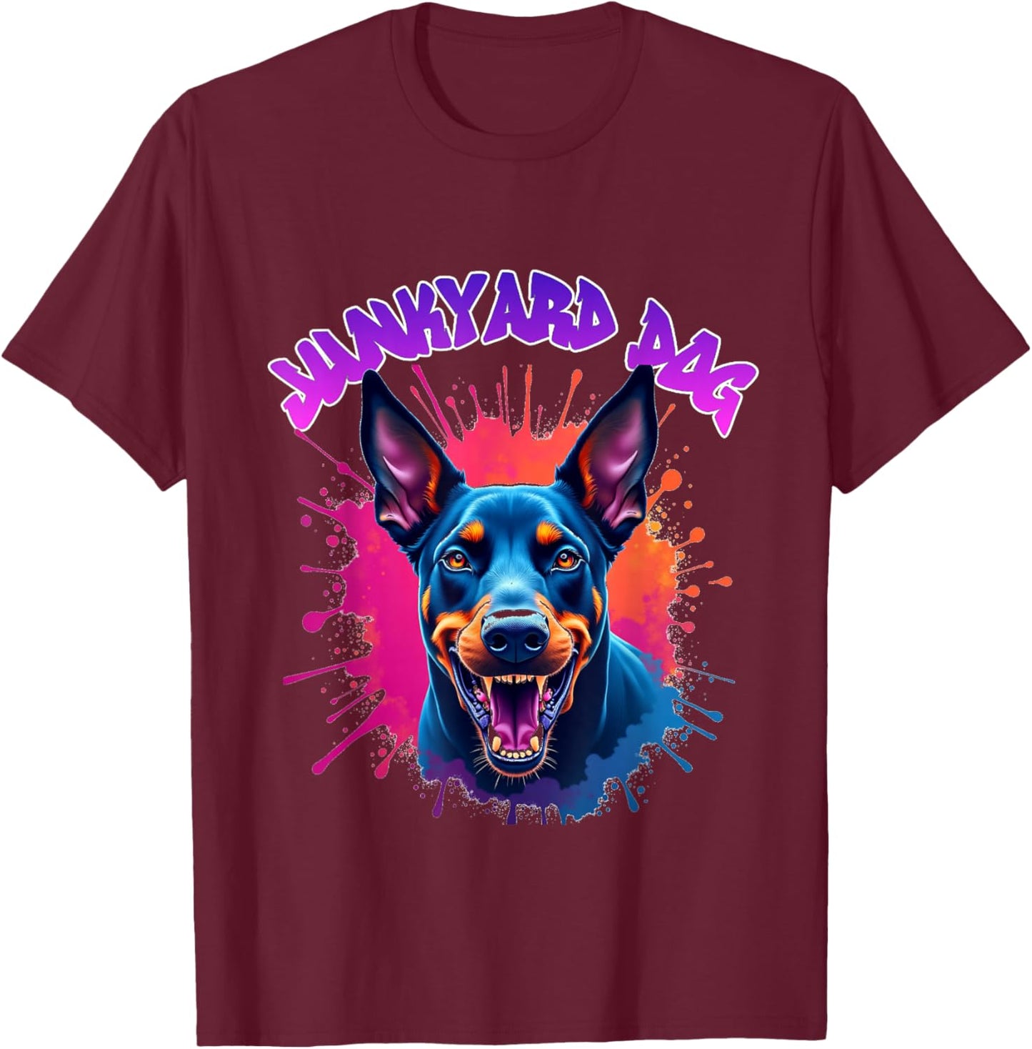 Junkyard Dog Doberman Pincher Hip Hop Urban Streetwear T-Shirt - T-Shirt | Maroon