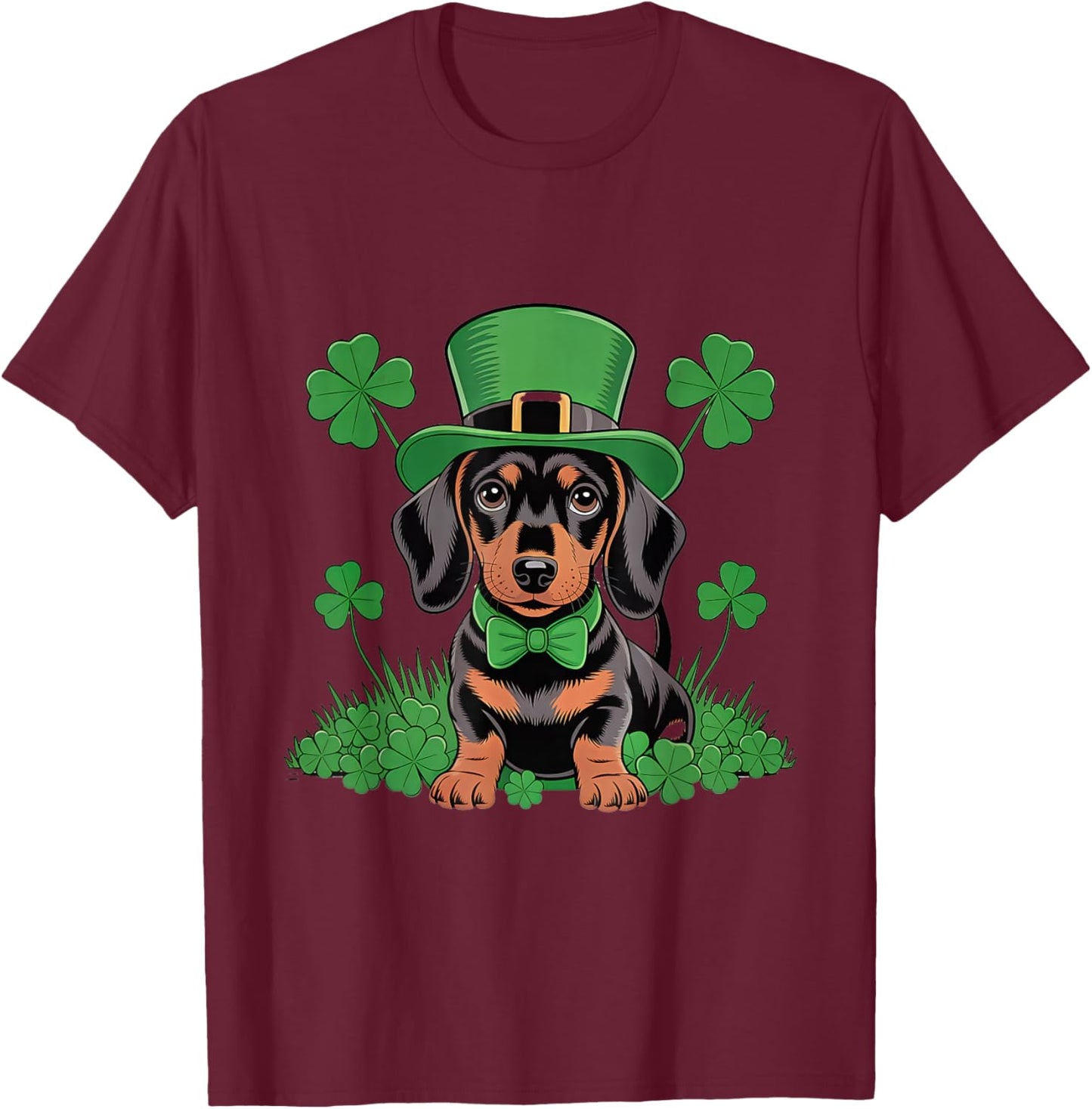 Saint Patrick's Day Dachshund Lucky Cleaver T-Shirt - T-Shirt | Maroon