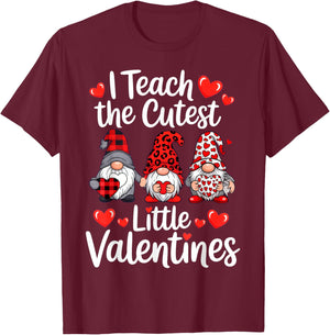 I Teach The Cutest Little Valentines, Gnome Teachers T-Shirt - T-Shirt | Maroon