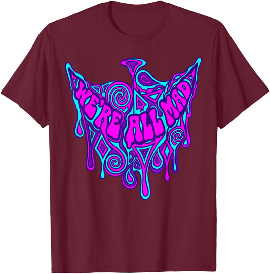 Alice in Wonderland Characters Lewis Carroll Illustration T-Shirt - T-Shirt | Maroon