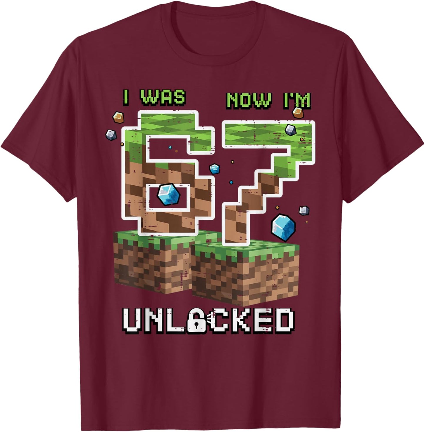 7th Birthday I was 6 Now Im 7 Unlocked 67 Boys Kids Youth T-Shirt - T-Shirt | Maroon