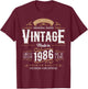 Vintage 1986 Label 40th Birthday Gift Men Women 40 Year Old T-Shirt - T-Shirt | Maroon