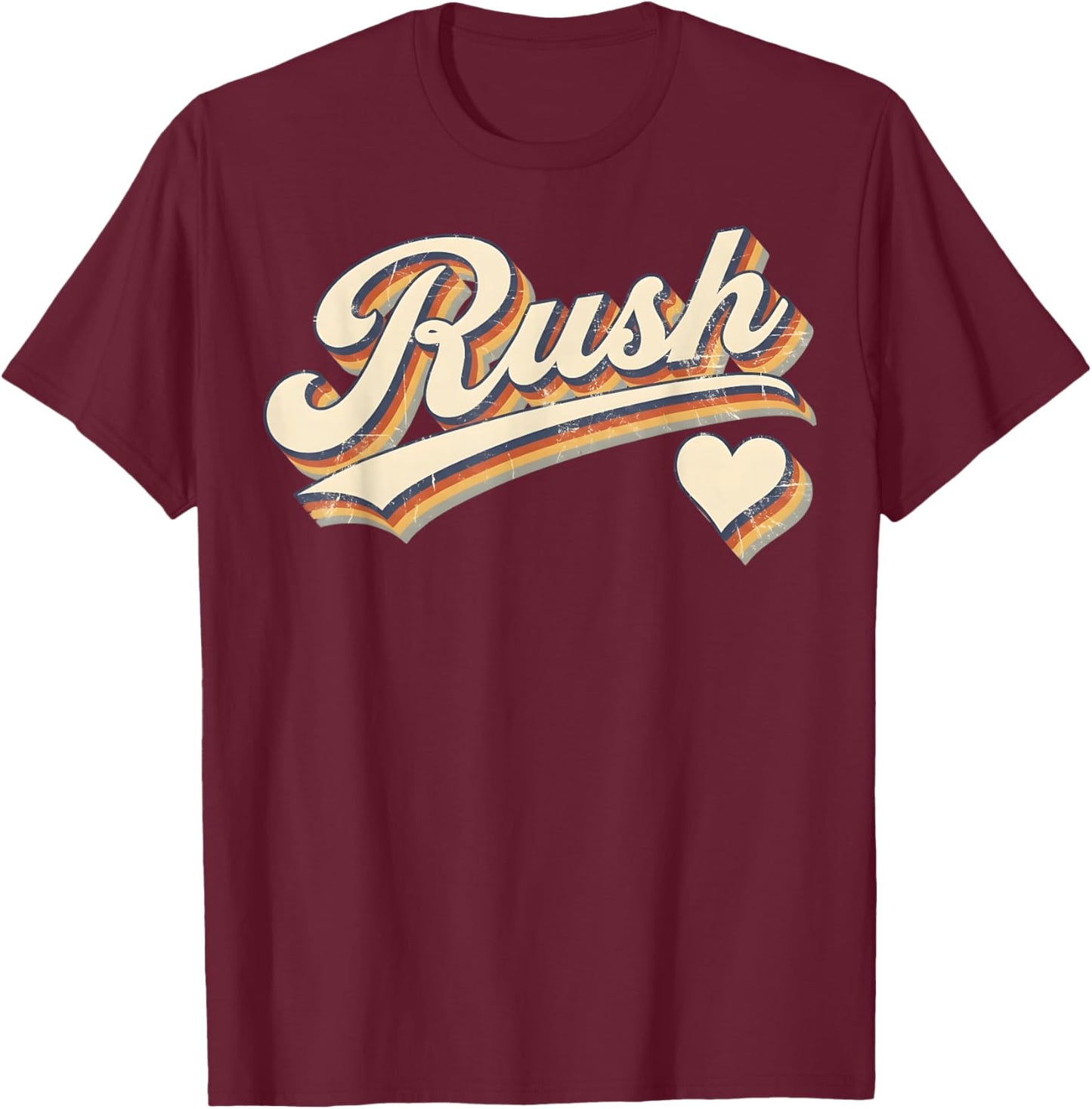 Retro Rush Name Vintage Hearts Gifts Men T-Shirt - T-Shirt | Maroon