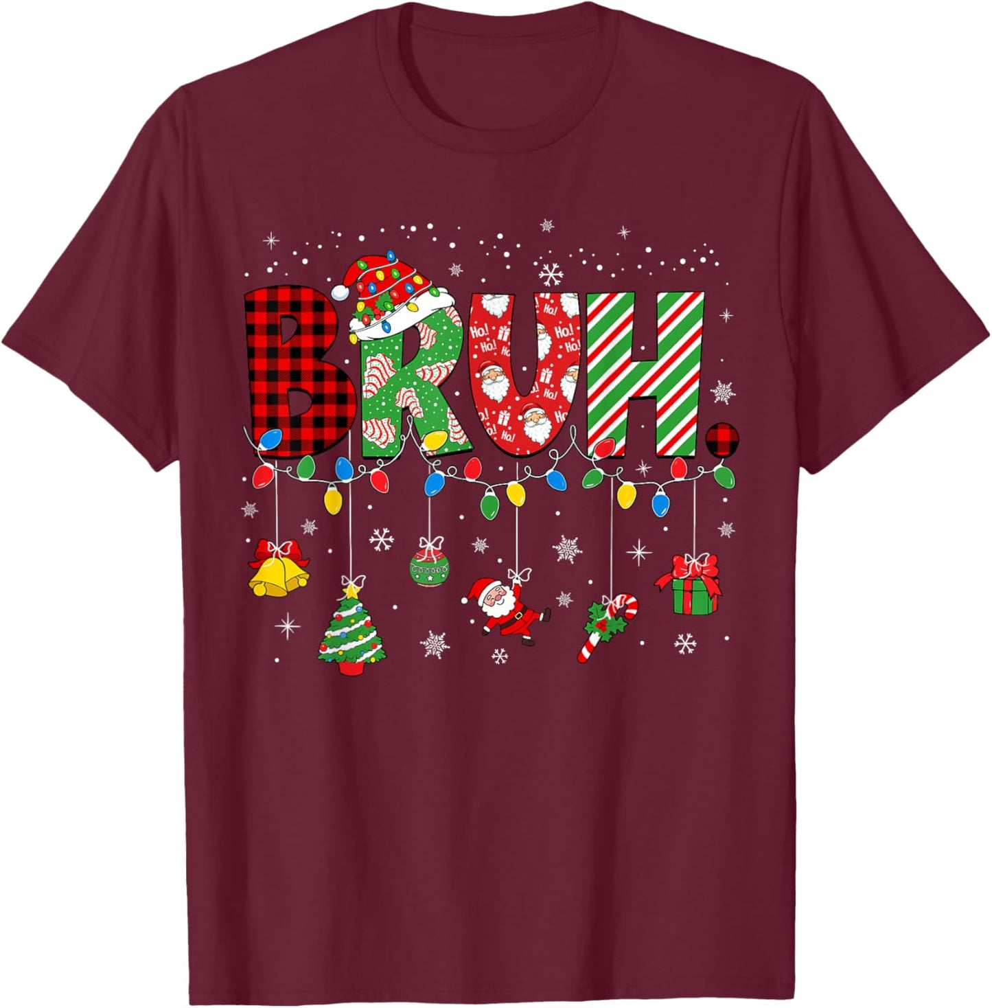 Bruh Meme Funny Saying Bro Greeting Teens Boys Men Christmas T-Shirt - T-Shirt | Maroon