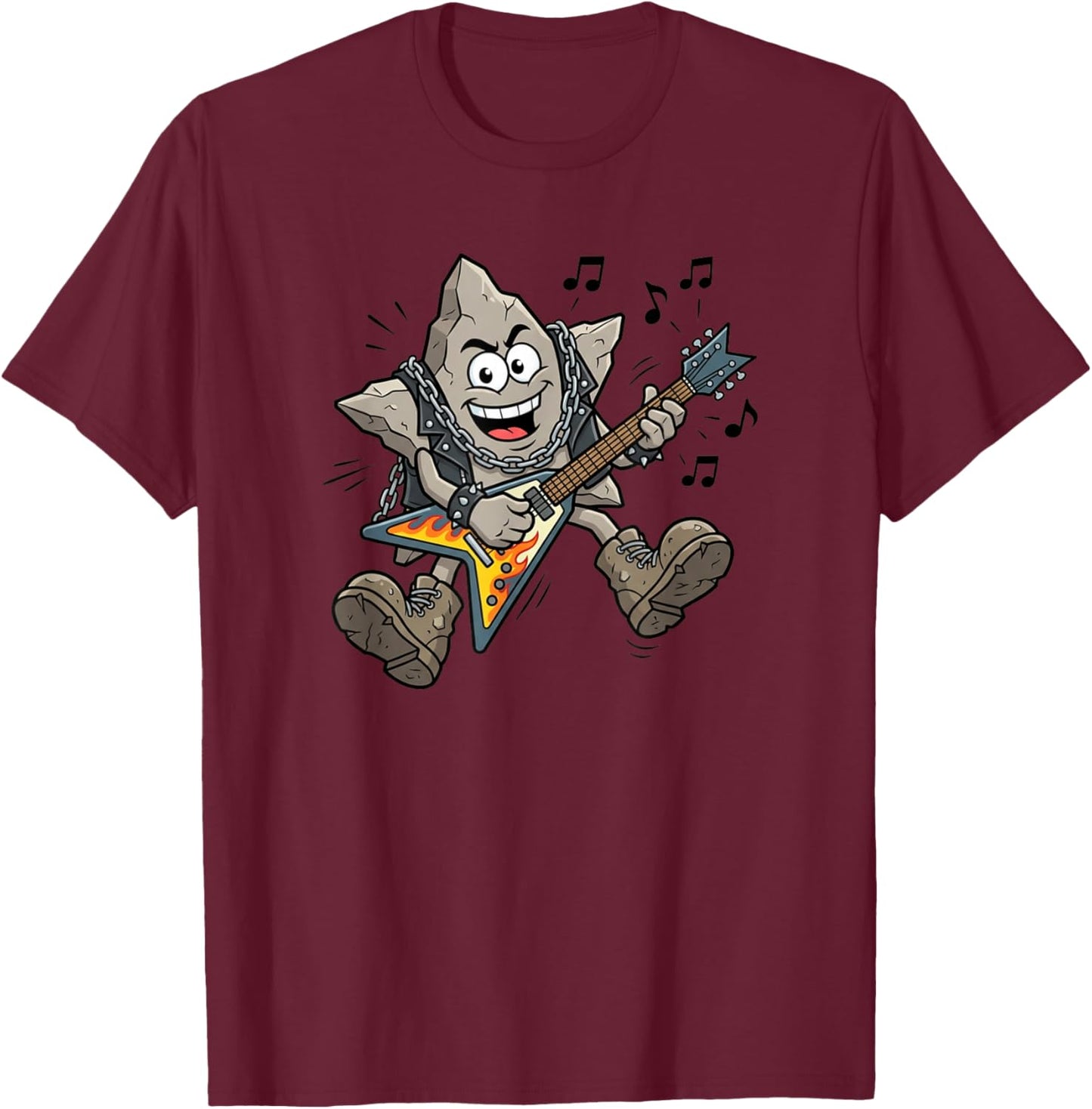 Rock Shaped Star Rockstar Funny Pun Playing Guitar T-Shirt - T-Shirt | Maroon