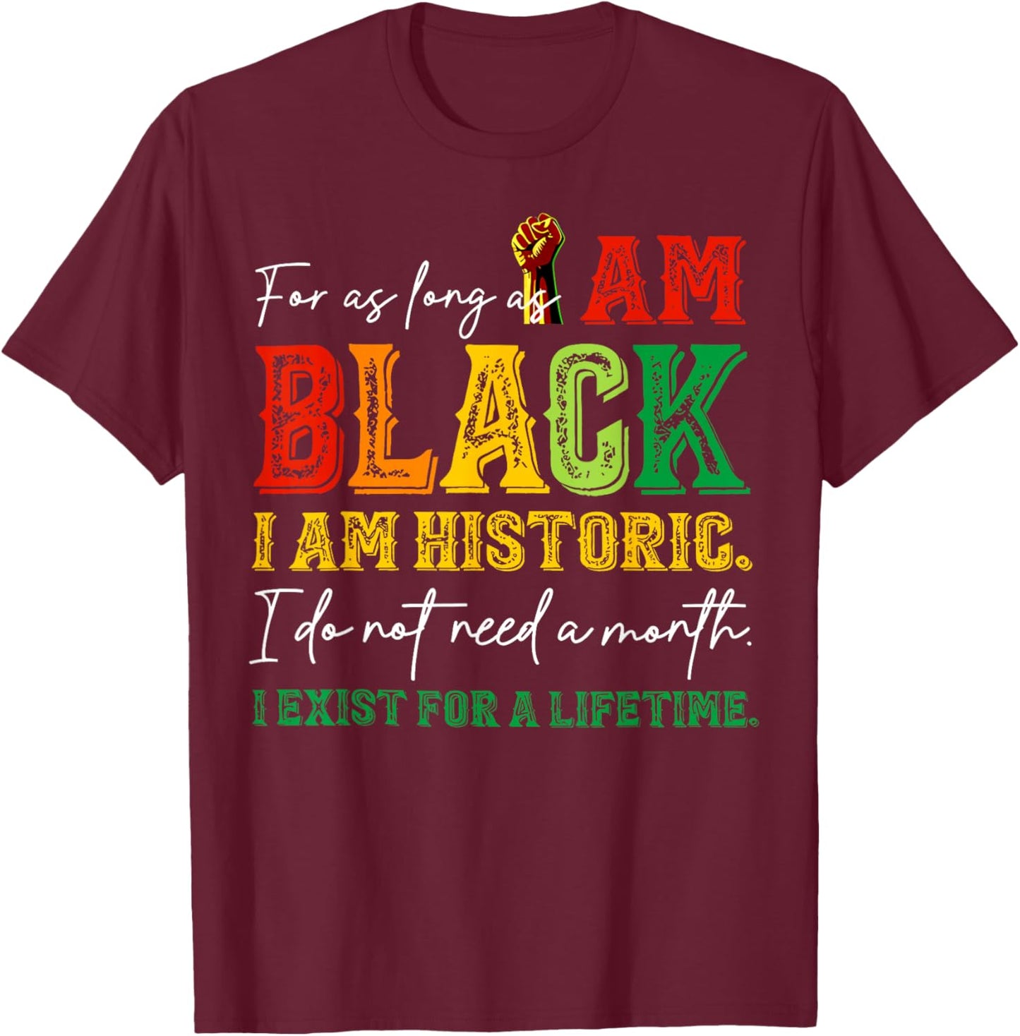 for as Long as I am Black I'm Historic Juneteenth 1865 T-Shirt - T-Shirt | Maroon