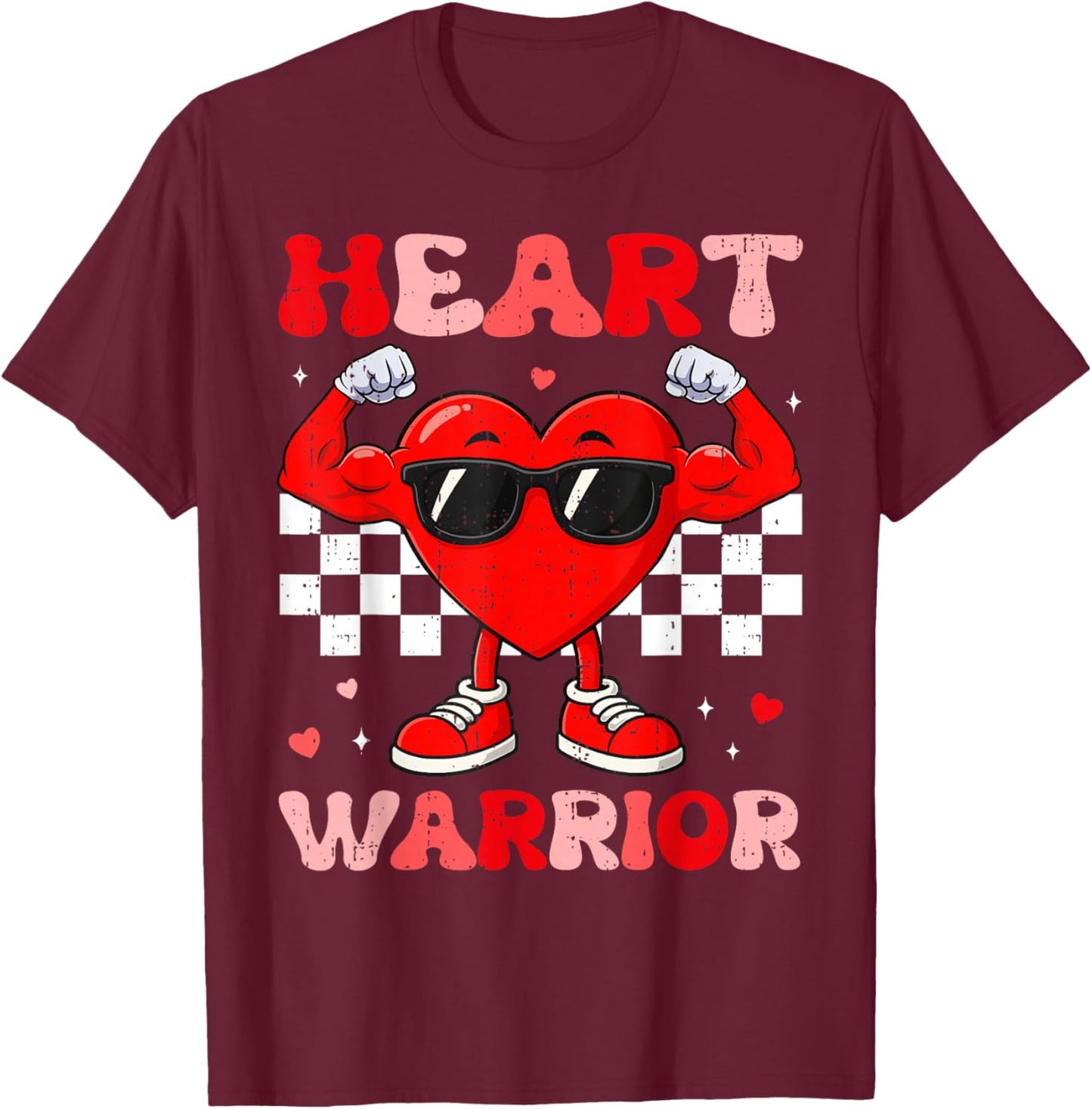 Heart Warrior Heart Disease Awareness Month Red Heart T-Shirt - T-Shirt | Maroon