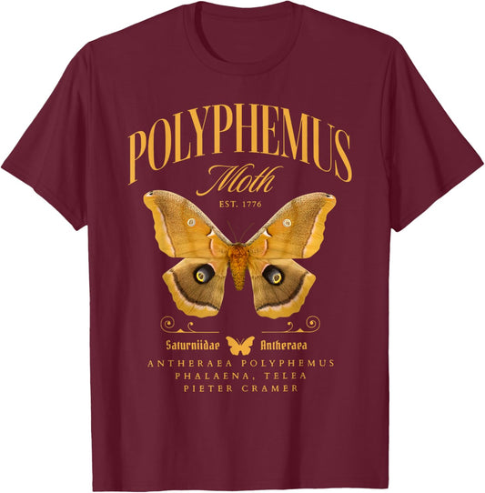 Polyphemus Moth Cottagecore Educational Insect Bug Lover T-Shirt - T-Shirt | Maroon