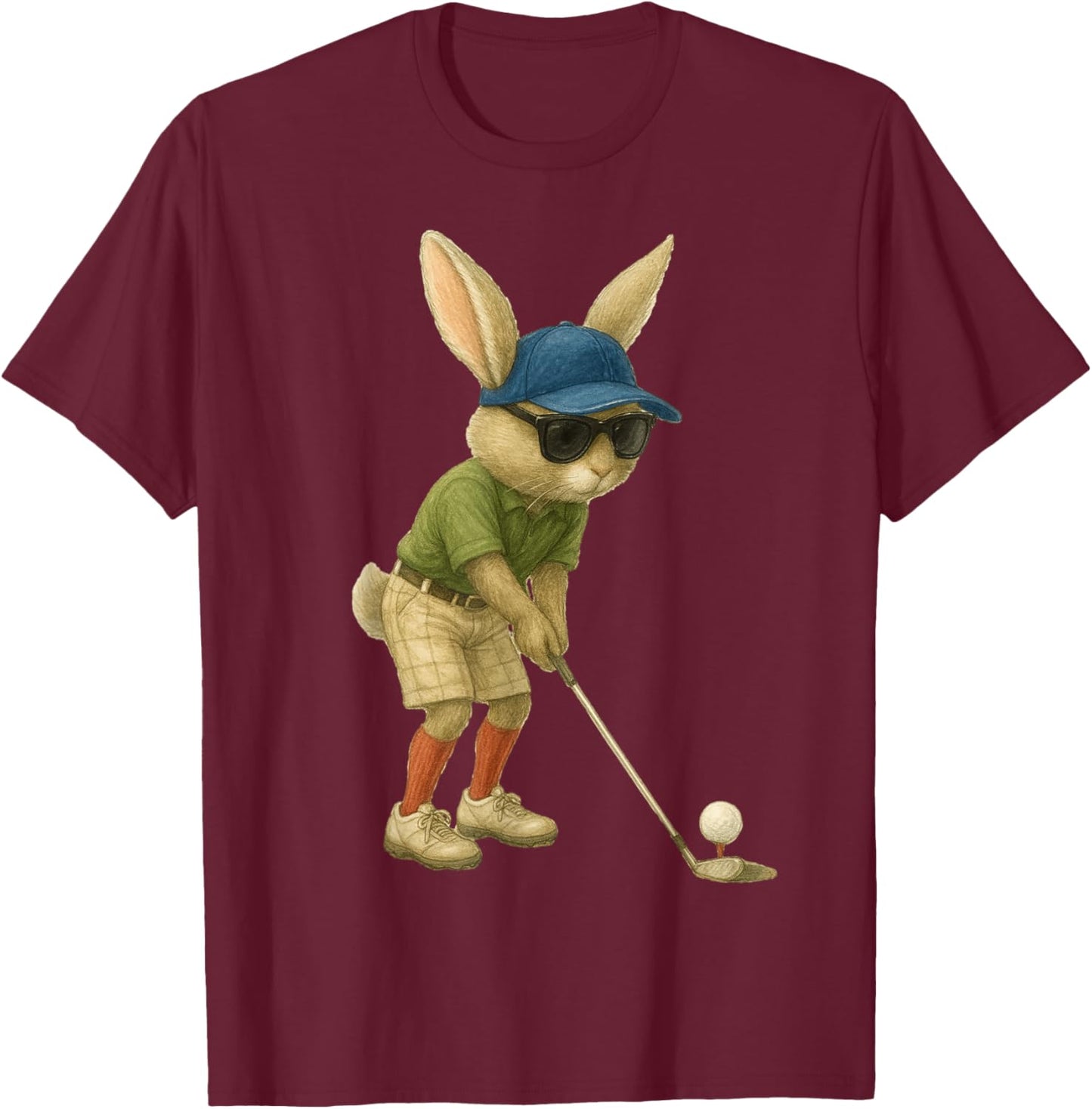 Easter Golf Bunny Rabbit Golfer Golf Player Dad Men Boys T-Shirt - T-Shirt | Maroon
