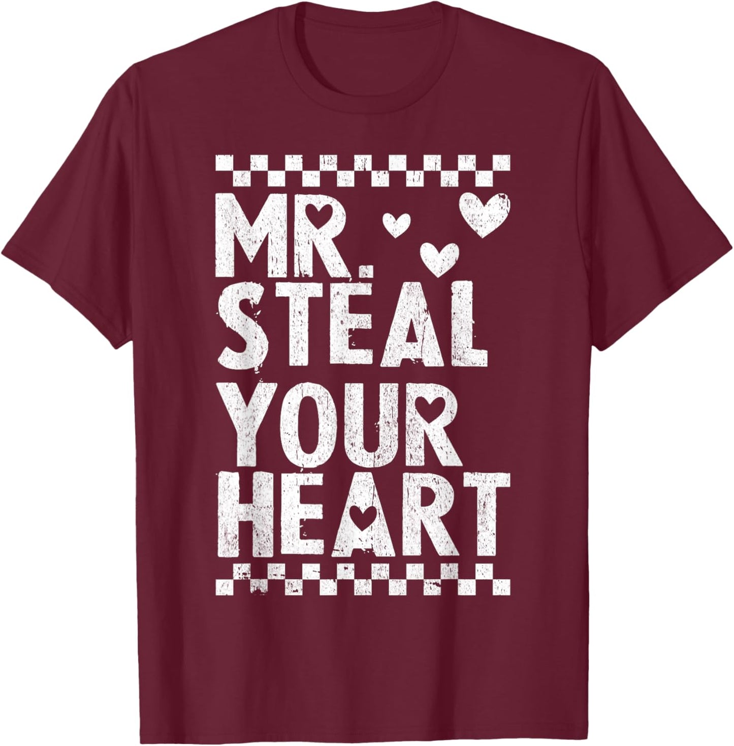 Mr Steal Your Heart for Boys Toddlers Valentine's Day Kids T-Shirt - T-Shirt | Maroon