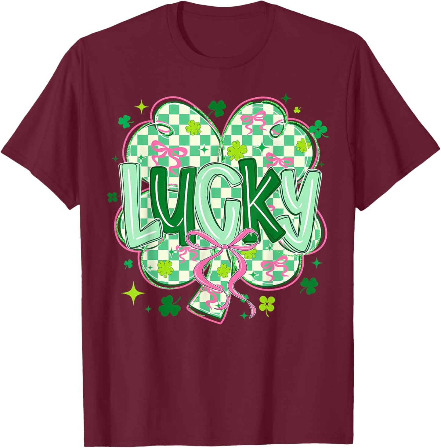 Preppy St Patricks Day Lucky Men Women T-Shirt - T-Shirt | Maroon