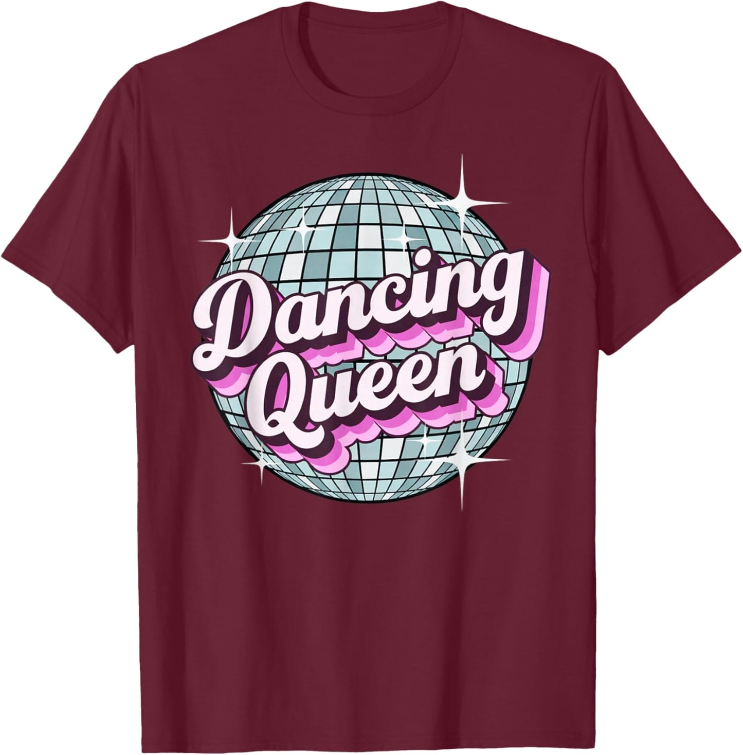 Retro Dancing Queen Disco Ball T-Shirt - T-Shirt | Maroon