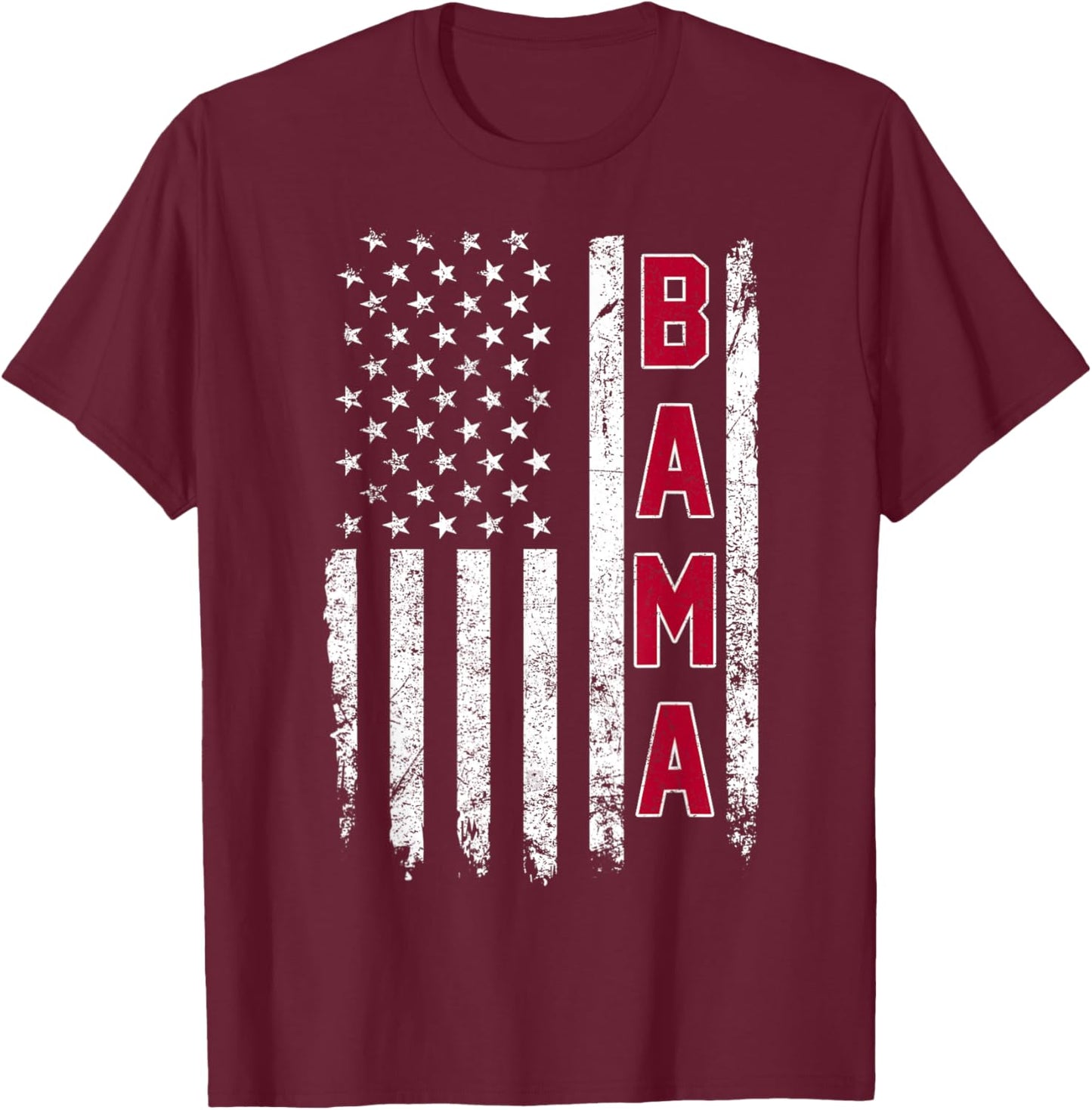 Alabama Throwback Design Classic US Flag T-Shirt - T-Shirt | Maroon