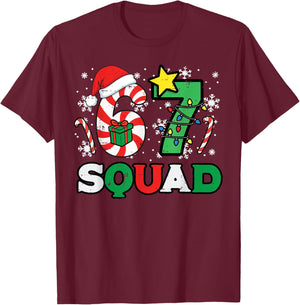 Christmas 67 Squad 6 7 Meme Xmas Family Men Women Kids Boys T-Shirt - T-Shirt | Maroon