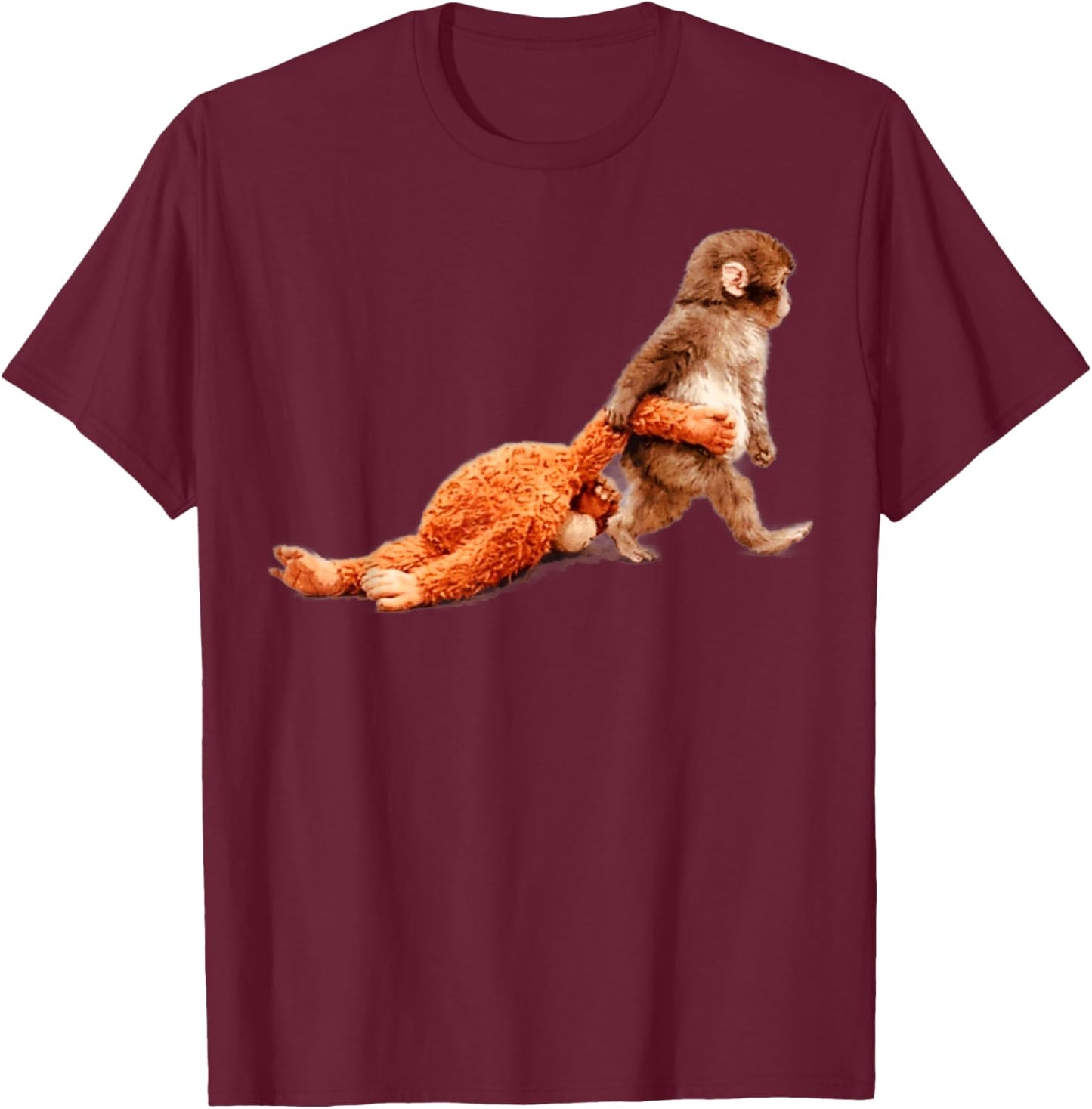 Monkey Punch with Stuffed Clothes for Animal Lovers T-Shirt - T-Shirt | Maroon