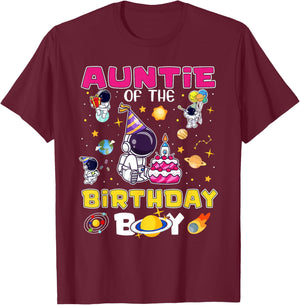 Auntie of The Birthday Boy Astronaut Family Space Planets T-Shirt - T-Shirt | Maroon