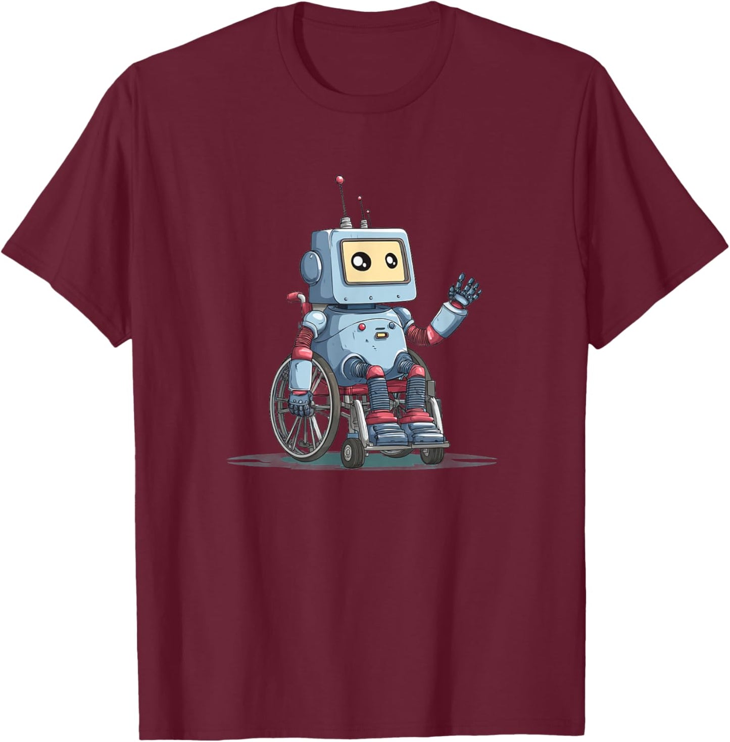 Cool Robot Wheelchair for Robotic Lovers T-Shirt - T-Shirt | Maroon