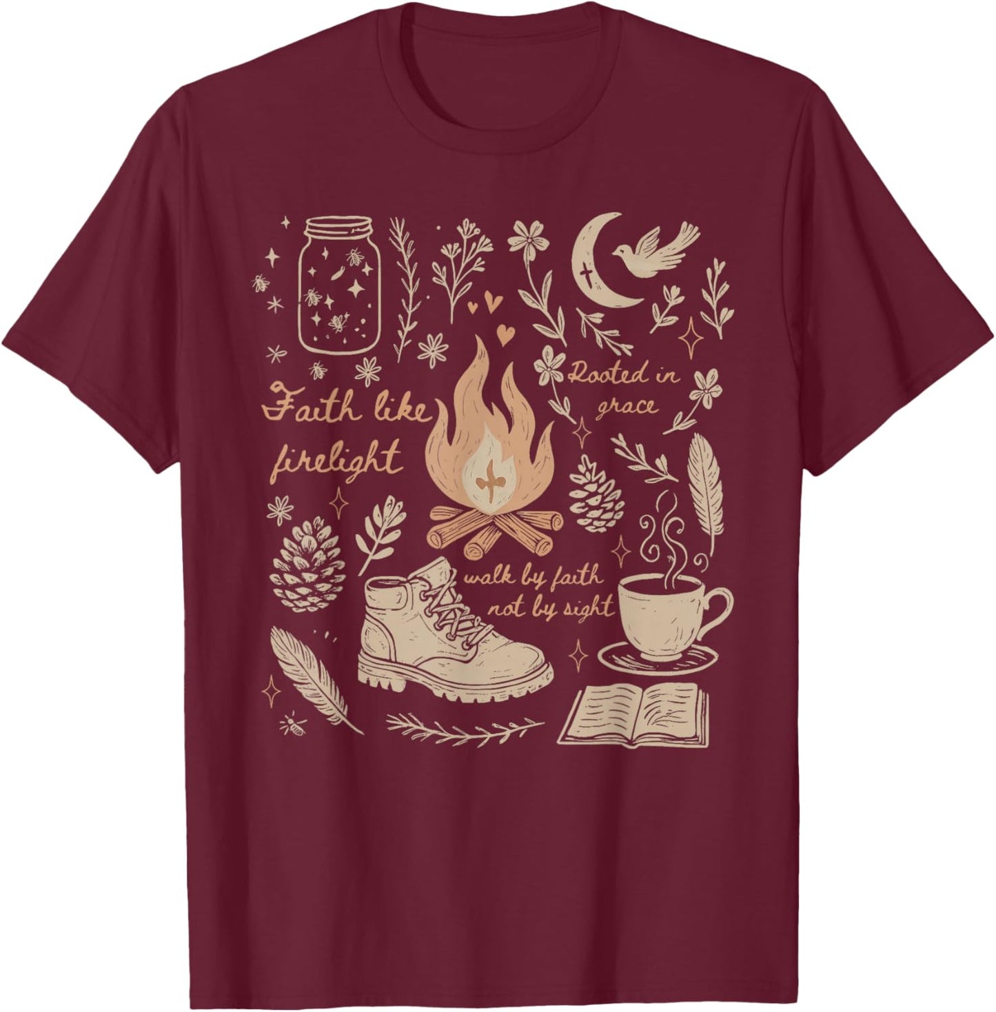 Faith Based Camping Religious Christian Camping Camper T-Shirt - T-Shirt | Maroon