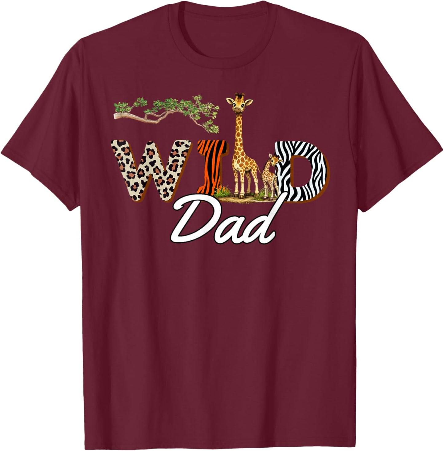 Wild Dad Safari Dada Birthday T-Shirt - T-Shirt | Maroon