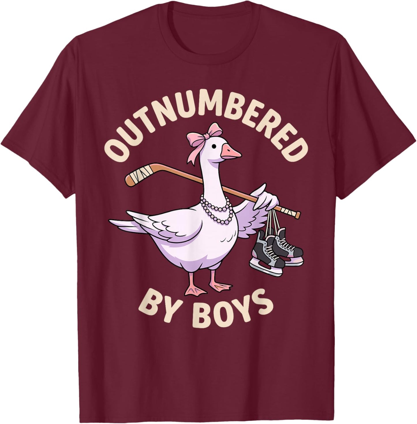 Funny Outnumbered By Boys Mothers Day Goose Mom T-Shirt - T-Shirt | Maroon