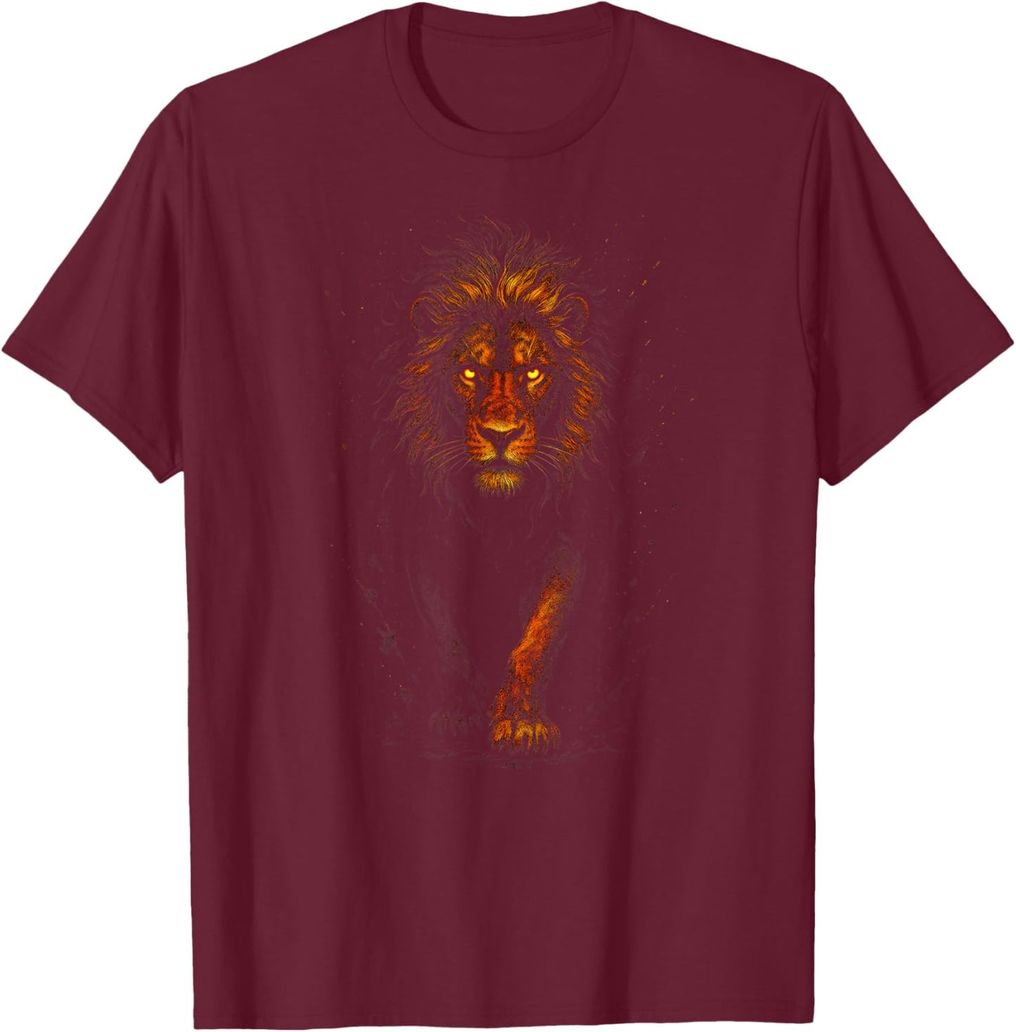 Lion - Artistic King of Animals T-Shirt - T-Shirt | Maroon