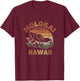 Retro Molokai Hawaii Drawing Art Hawaiian Design T-Shirt - T-Shirt | Maroon