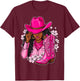 Melanin Cowgirl Western Boots Afro Western Rodeo T-Shirt - T-Shirt | Maroon